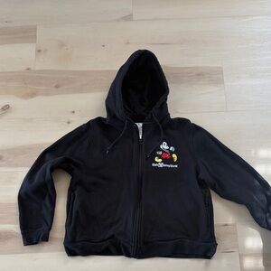 Walt Disney World Mickey Mouse black fleece hoodie full zip kids sz XL black